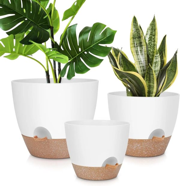 12" 10" 9" Large Self Watering Plant Pots with Multi Mesh Drainage Holes - Image 8